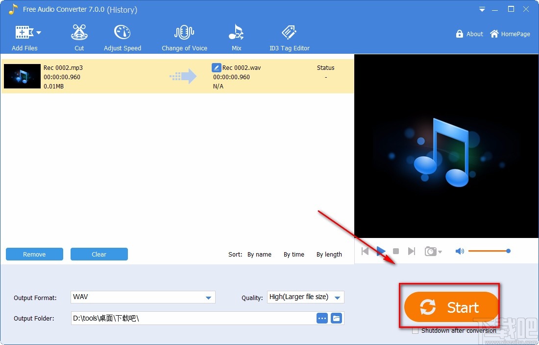 Free Audio Converter转换音频格式的方法