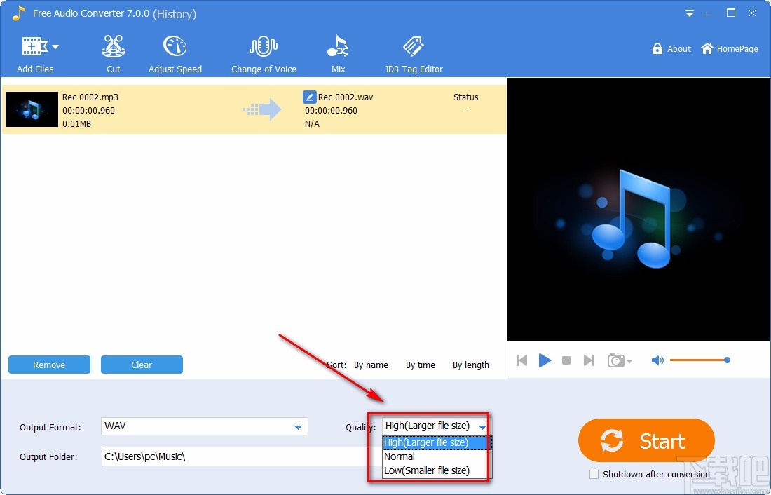 Free Audio Converter转换音频格式的方法