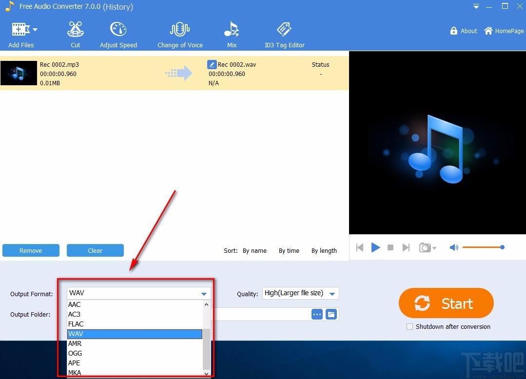Free Audio Converter转换音频格式的方法