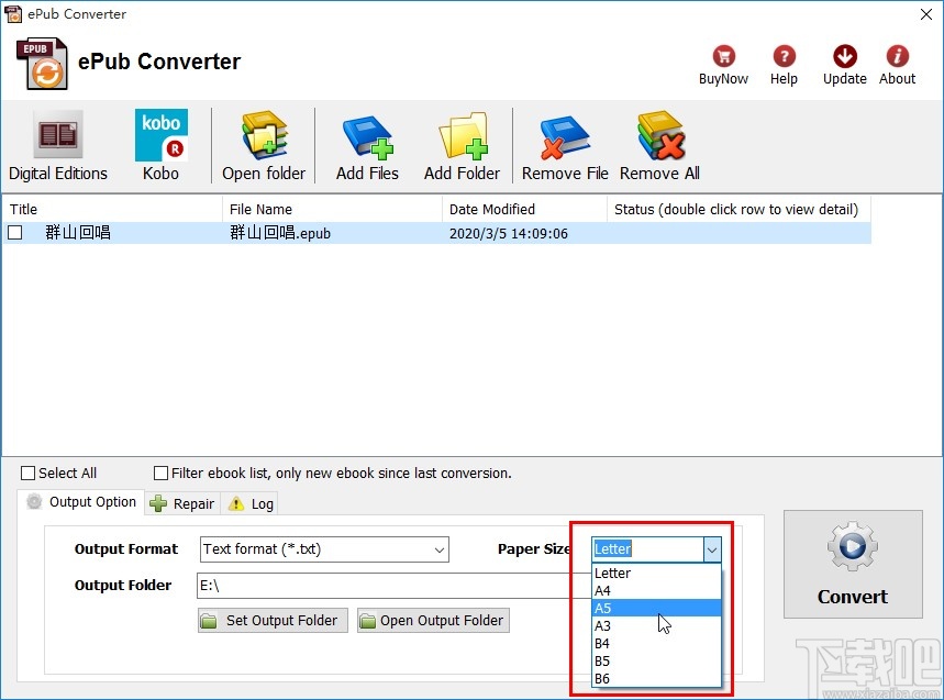 ePub Converter将epub转换为txt的方法