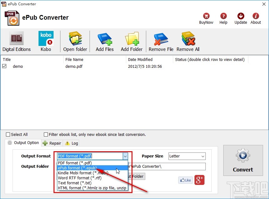 ePub Converter将PDF转换成epub电子书格式的方法
