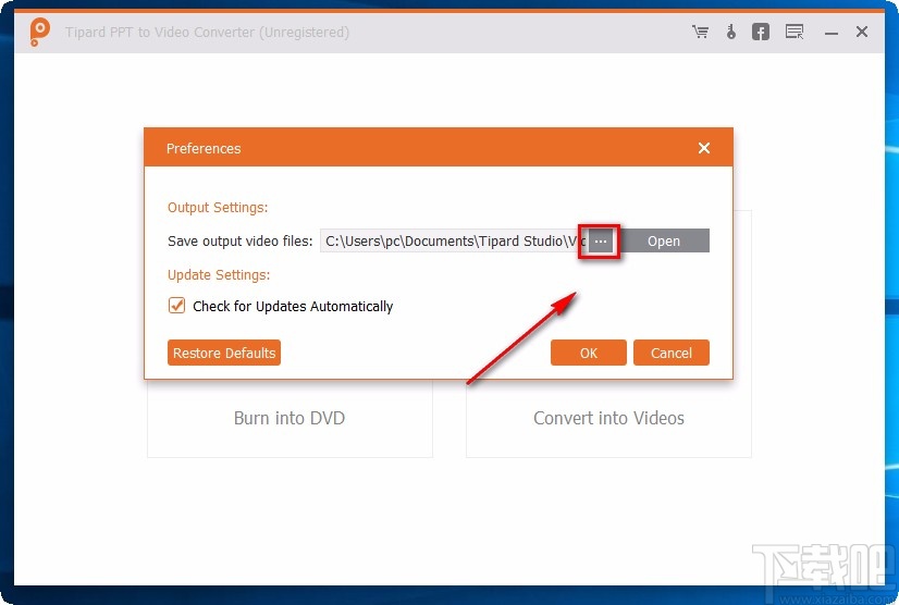 Tipard PPT to Video Converter设置默认保存路径的方法