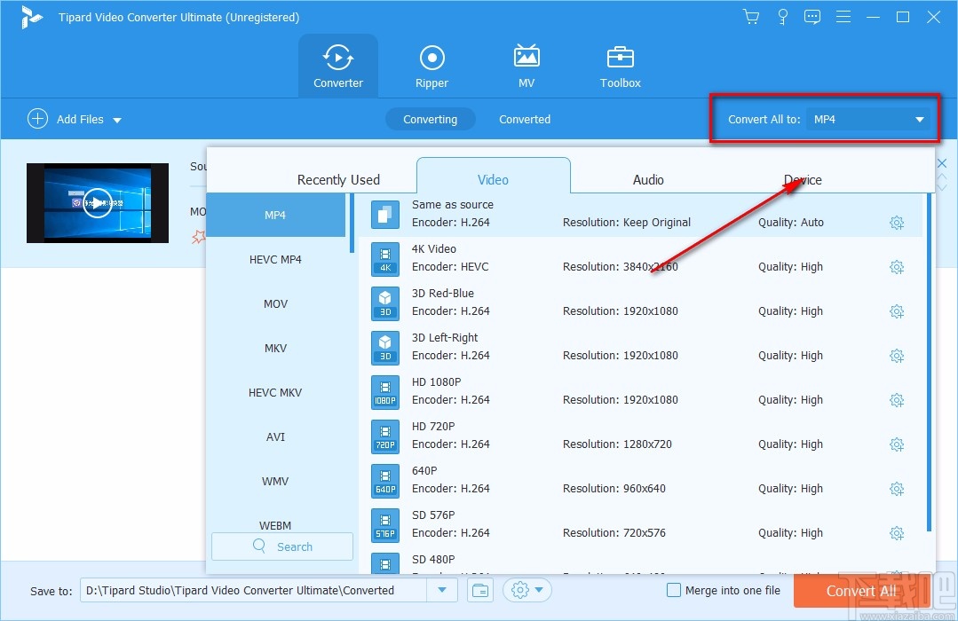 Tipard Video Converter转换视频格式的方法