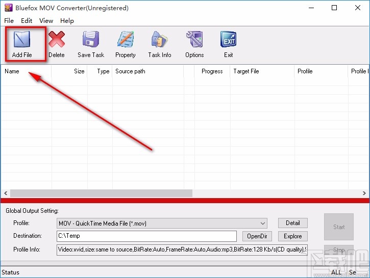 Bluefox MOV Converter转换视频格式的方法