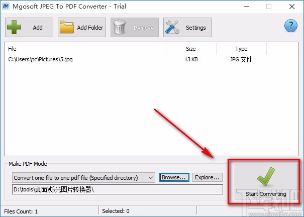 Mgosoft JPEG To PDF Converter将JPG转为PDF的方法