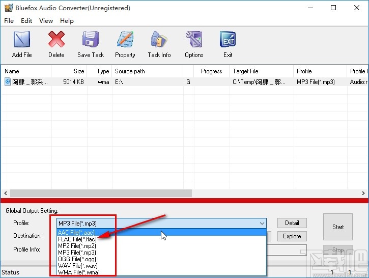 Bluefox Audio Converter转换音频格式的方法
