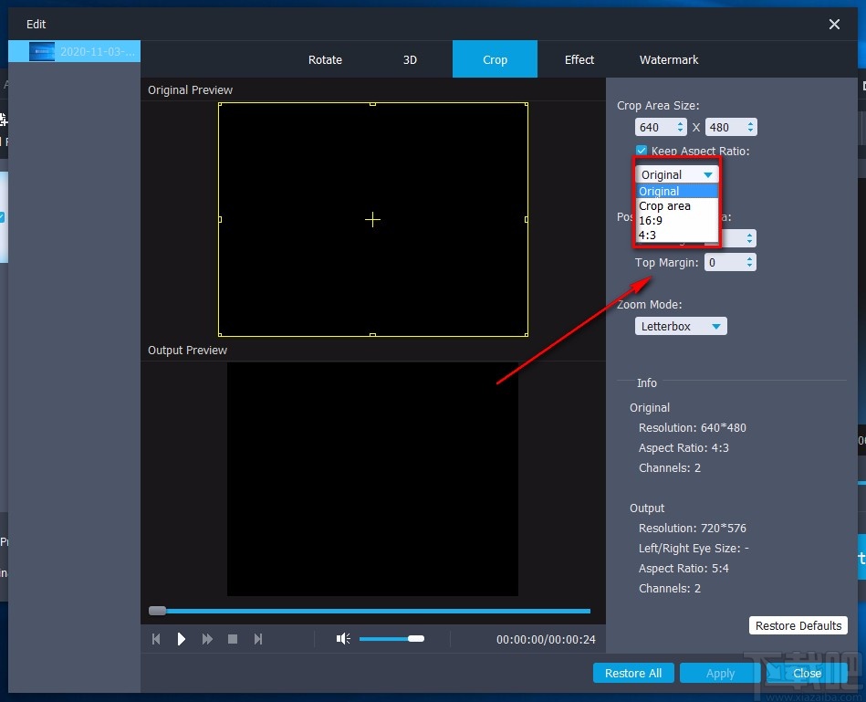 Aiseesoft MP4 Video Converter裁剪视频画面的方法