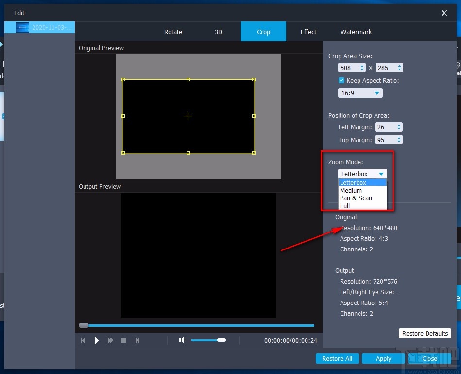 Aiseesoft MP4 Video Converter裁剪视频画面的方法
