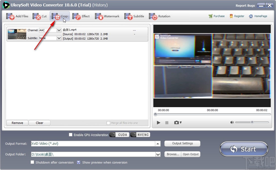 Ukeysoft Video Converter裁剪视频的方法