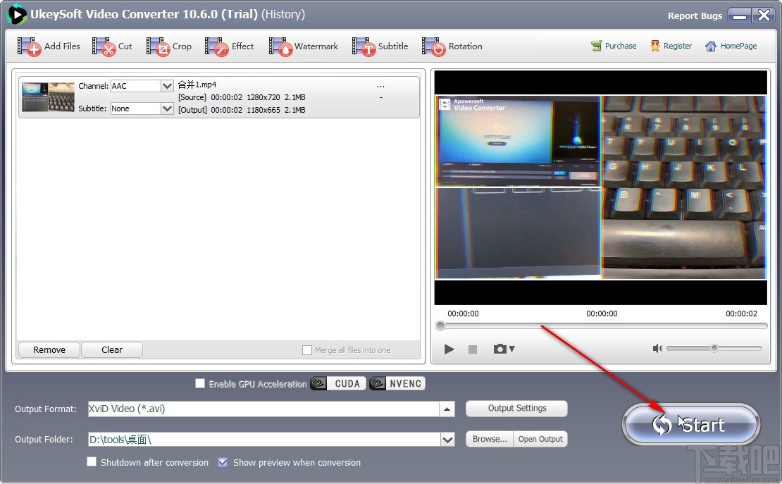 Ukeysoft Video Converter裁剪视频的方法
