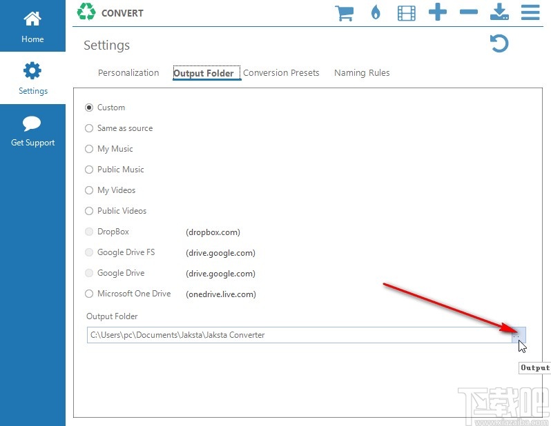 Jaksta Converter设置默认输出文件夹的方法