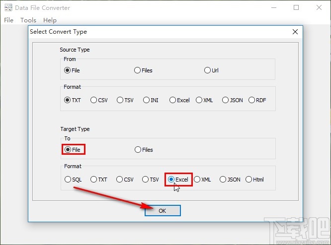 Data File Converter转换TXT为Excel文件的方法