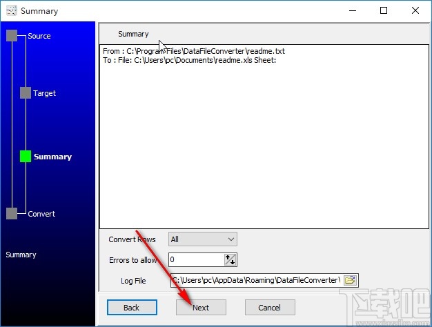 Data File Converter转换TXT为Excel文件的方法