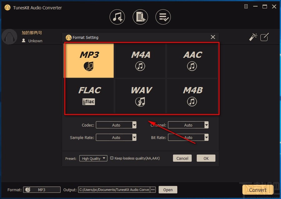 TunesKit Audio Converter转换音频格式的方法