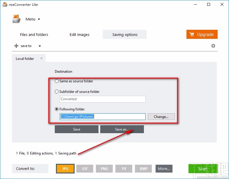 reaConverter Lite转换图片格式的方法