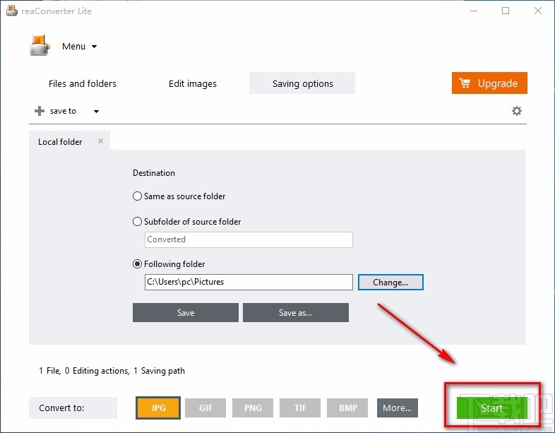 reaConverter Lite转换图片格式的方法