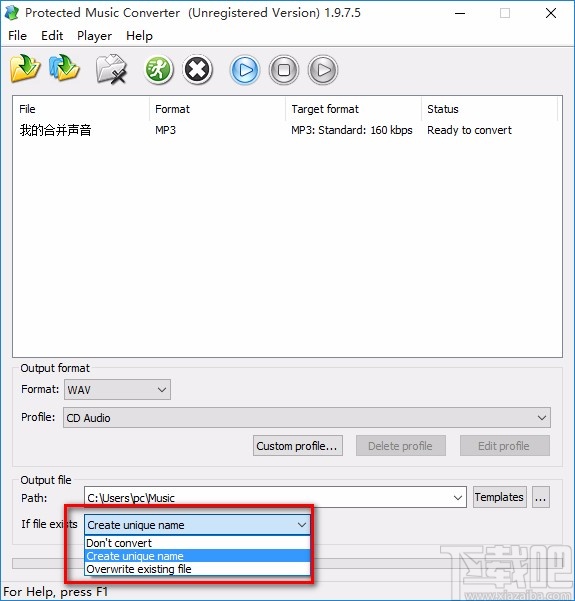 Protected Music Converter转换音频格式的方法
