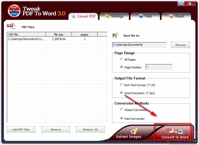 Tweak PDF To Word将PDF文件转为Word文件的方法