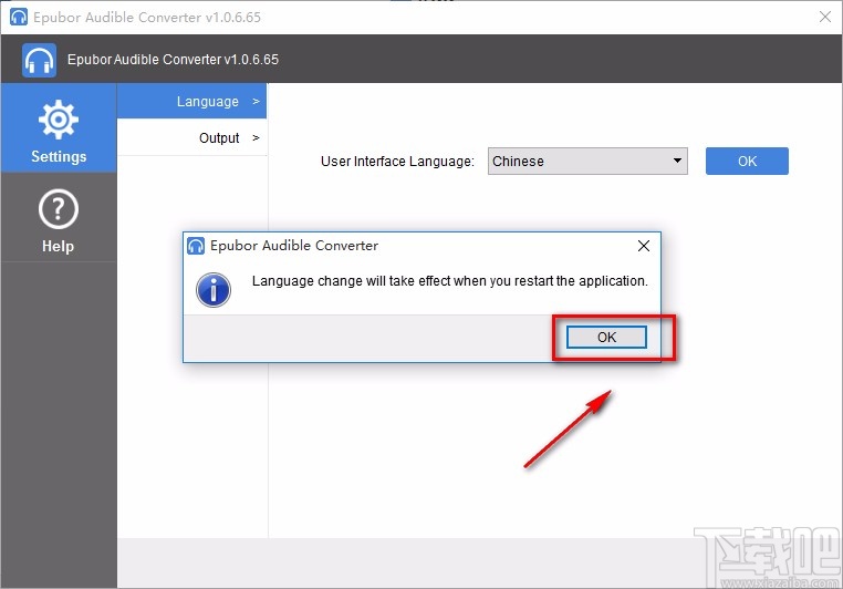 Epubor Audible converter设置中文的方法