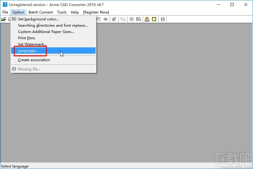 acme cad converter设置中文的方法