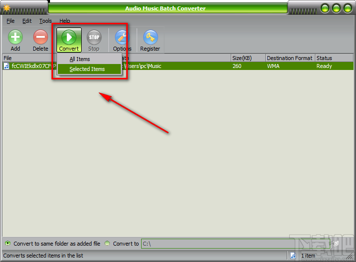 Audio Music Batch Converter将MP3音频转为WMA音频的方法