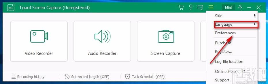 Tipard Screen Capture设置中文的方法