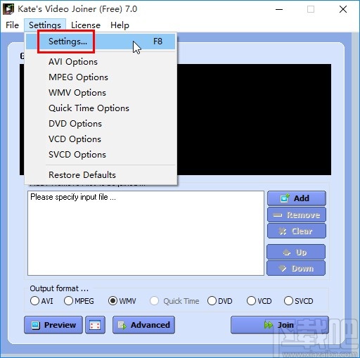Kates Video joiner设置输出路径的方法