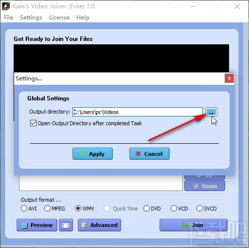 Kates Video joiner设置输出路径的方法