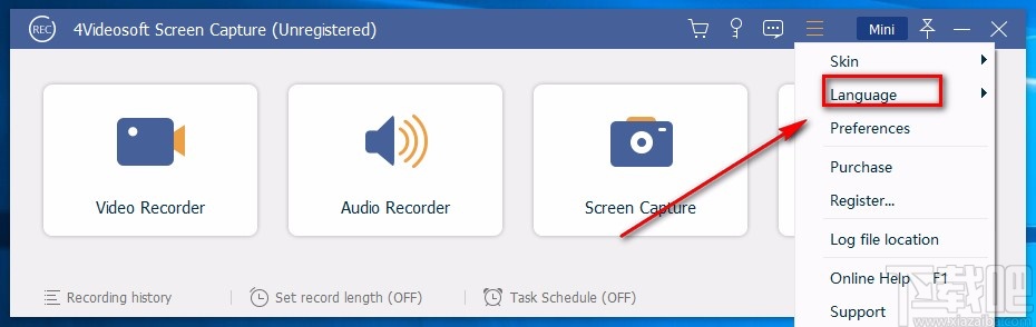 4Videosoft Screen Capture设置中文的方法