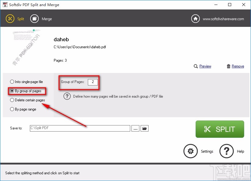 Softdiv PDF Split and Merge拆分PDF的方法