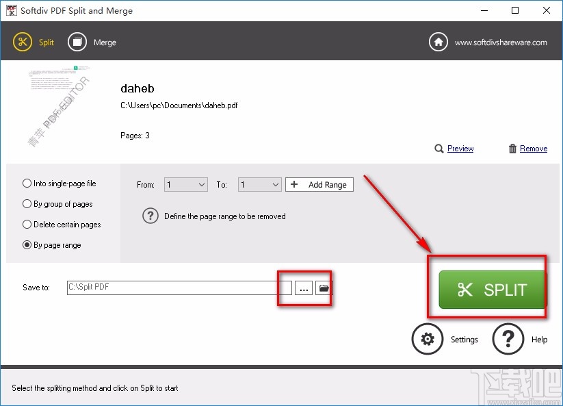 Softdiv PDF Split and Merge拆分PDF的方法