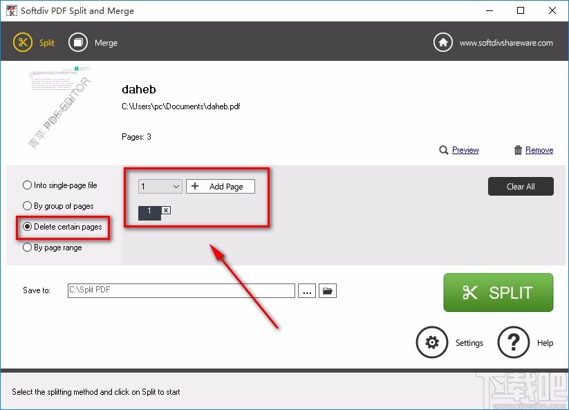 Softdiv PDF Split and Merge拆分PDF的方法
