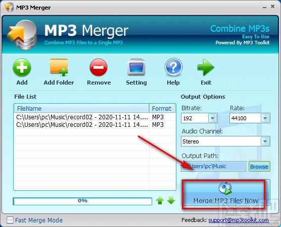 MP3 Toolkit合并音频的方法
