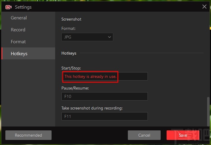 IObit Screen Recorder修改快捷键的方法