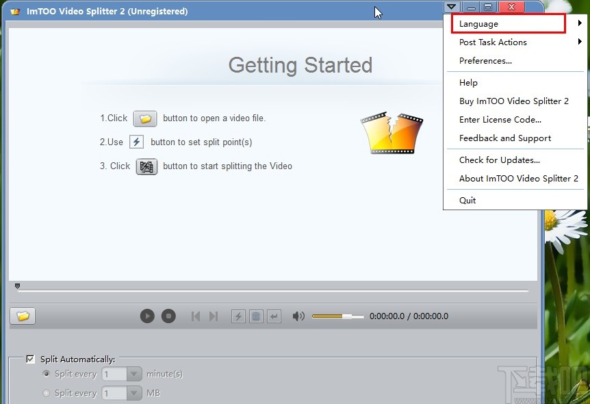 ImTOO Video Splitter设置中文界面的方法