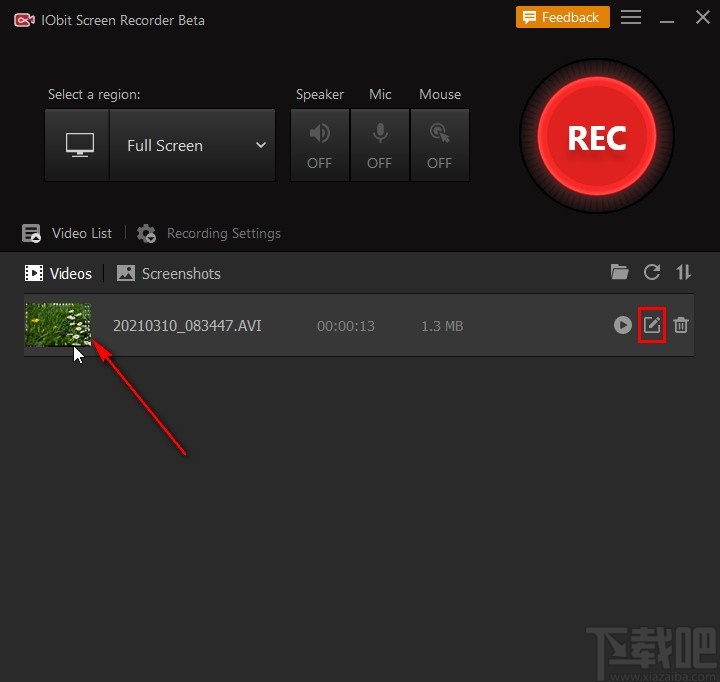 IObit Screen Recorder剪切录制视频的方法
