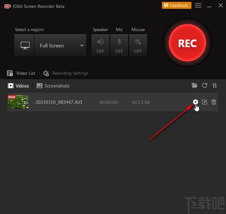 IObit Screen Recorder剪切录制视频的方法