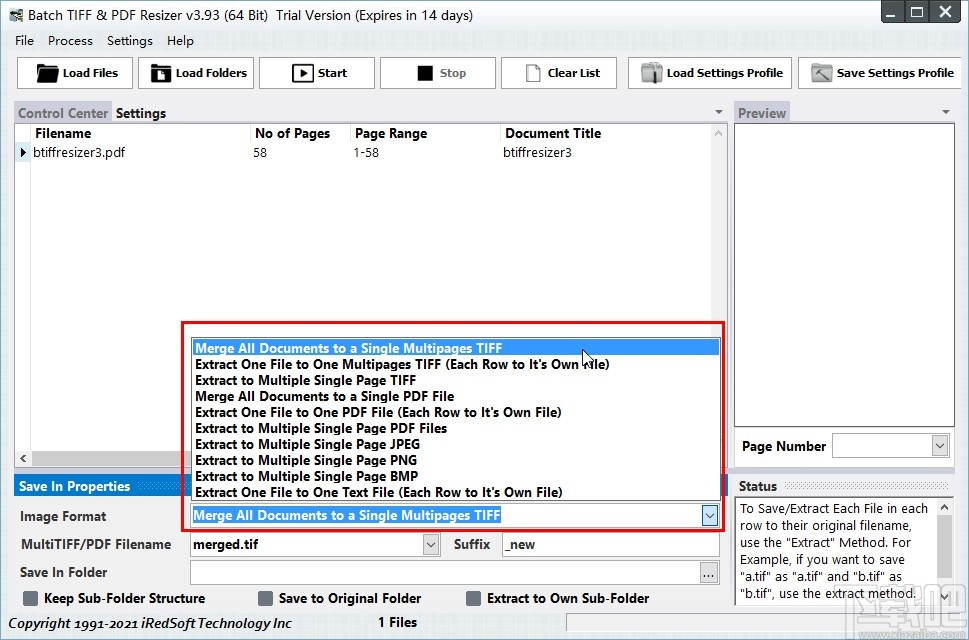 Batch TIFF PDF Resizer把PDF转为TIFF的方法