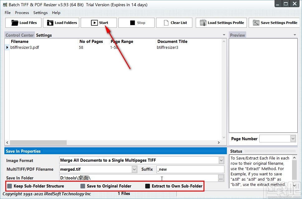 Batch TIFF PDF Resizer把PDF转为TIFF的方法