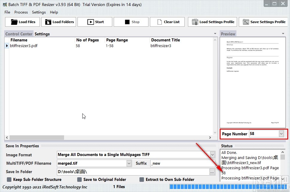 Batch TIFF PDF Resizer把PDF转为TIFF的方法