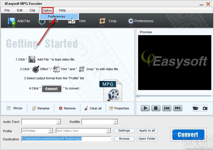 4Easysoft MPG Encoder设置默认输出路径的方法