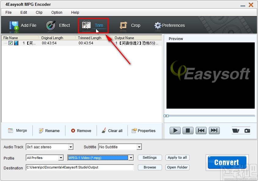 4Easysoft MPG Encoder剪切视频的操作方法