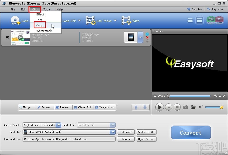 4Easysoft Blu Ray Mate裁剪视频的方法