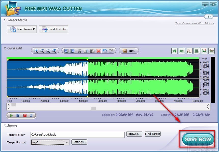 Free MP3 WMA Cutte给音频添加淡入效果的方法