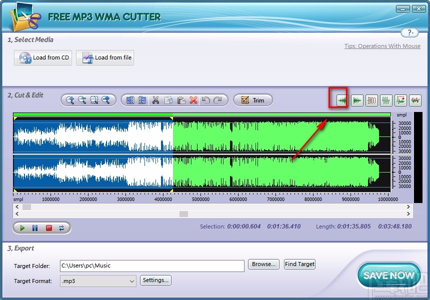 Free MP3 WMA Cutte给音频添加淡入效果的方法