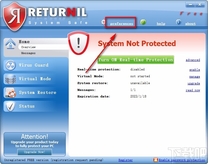 Returnil System Safe设置中文的方法