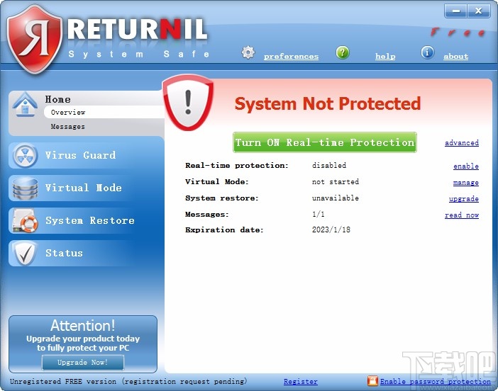 Returnil System Safe设置中文的方法