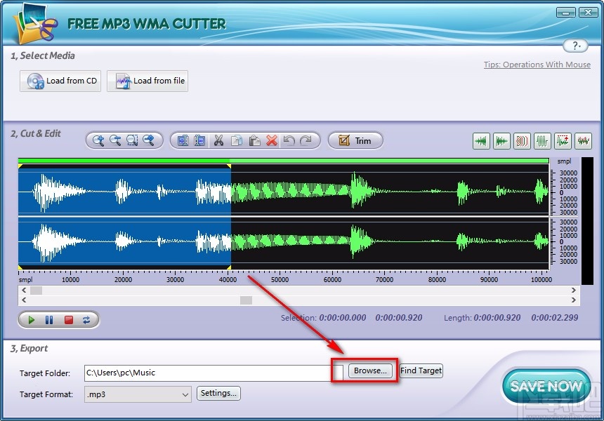 Free MP3 WMA Cutter分割音频的方法