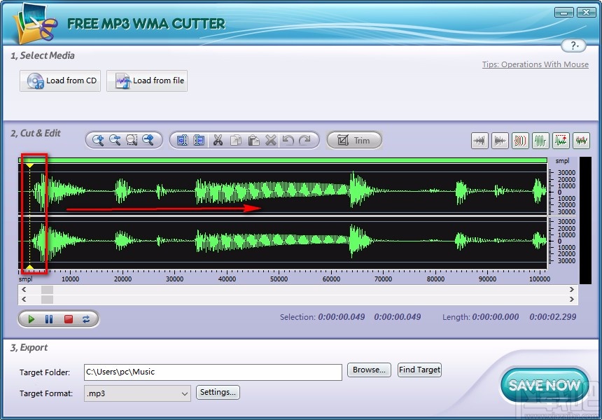 Free MP3 WMA Cutter分割音频的方法