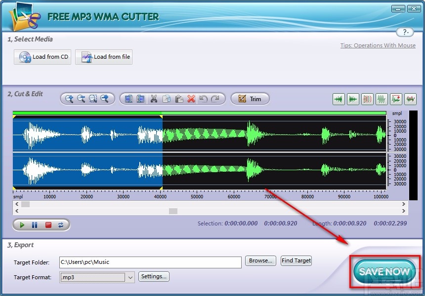 Free MP3 WMA Cutter分割音频的方法
